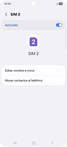 Pulsa el indicador para activar o desactivar el uso de la línea móvil (SIM).