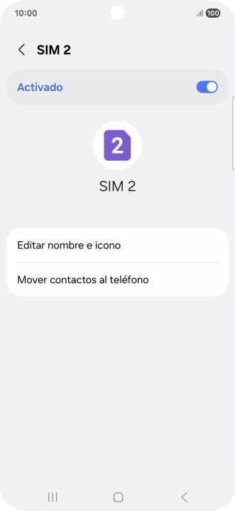 Pulsa el indicador para activar o desactivar el uso de la línea móvil (SIM).
