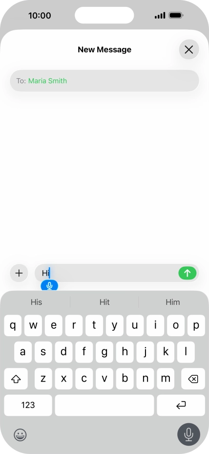 Press the microphone icon to end dictation.