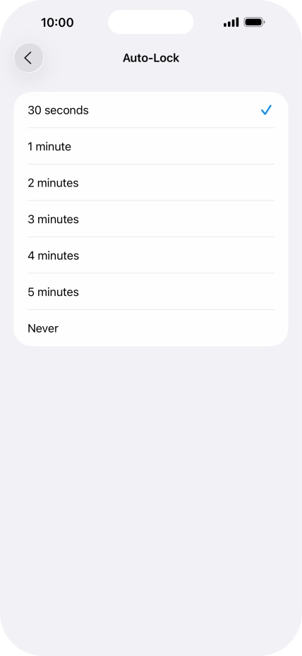 Press the required setting.