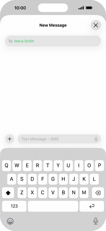 Press the microphone icon and say the required text.