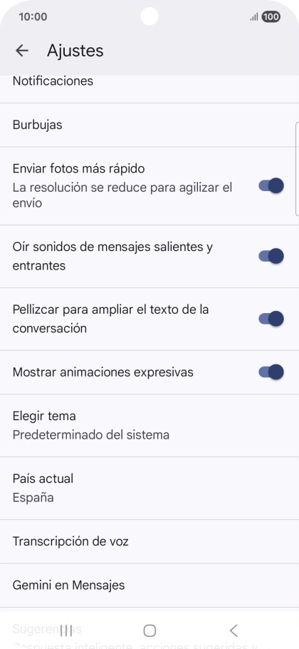 Pulsa Gemini en Mensajes.