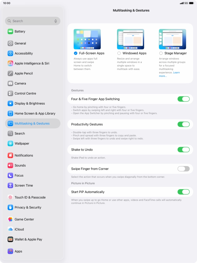Press Windowed Apps.