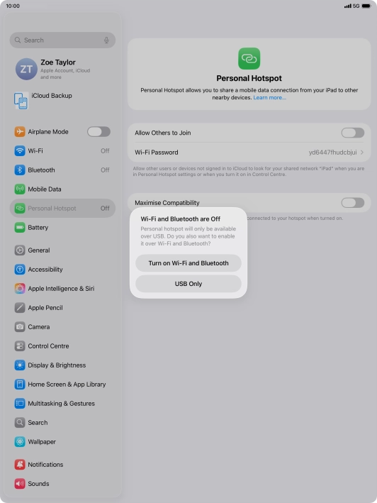 If Wi-Fi is turned off, press Turn on Wi-Fi and Bluetooth.