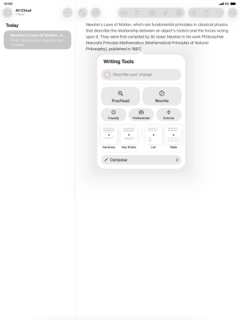 Press Describe your change and write in your own words how you would like the text to be rewritten. Follow the instructions on the screen to use the function.