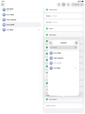 Press the required contact.