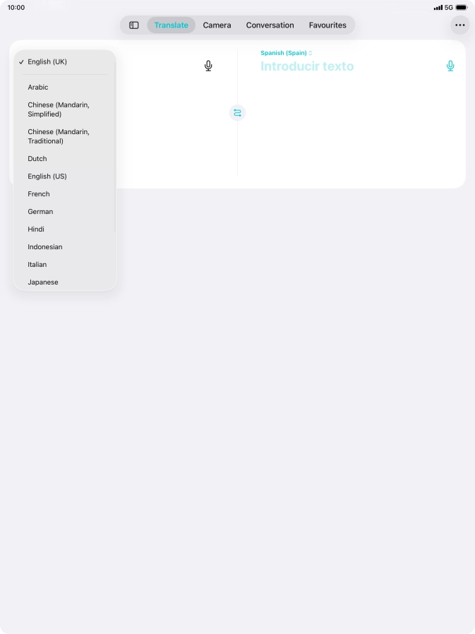Press the required source language.