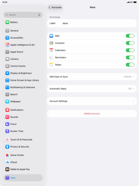 Press Delete Account.