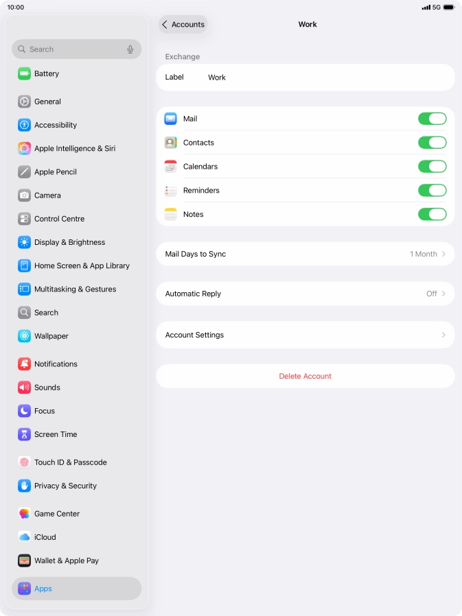 Press Delete Account.