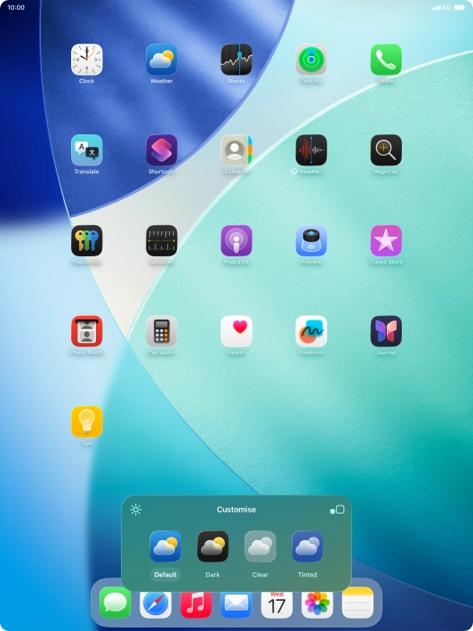 Press the required setting to select the size of app icons on the home screen.