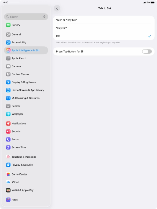 Press the indicator next to 