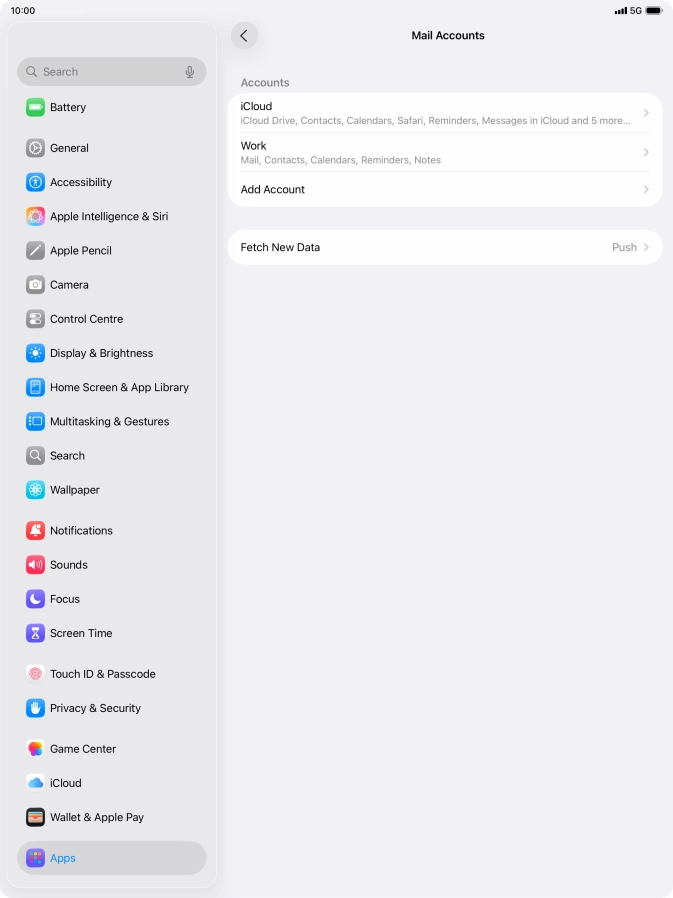 Press the required email account.