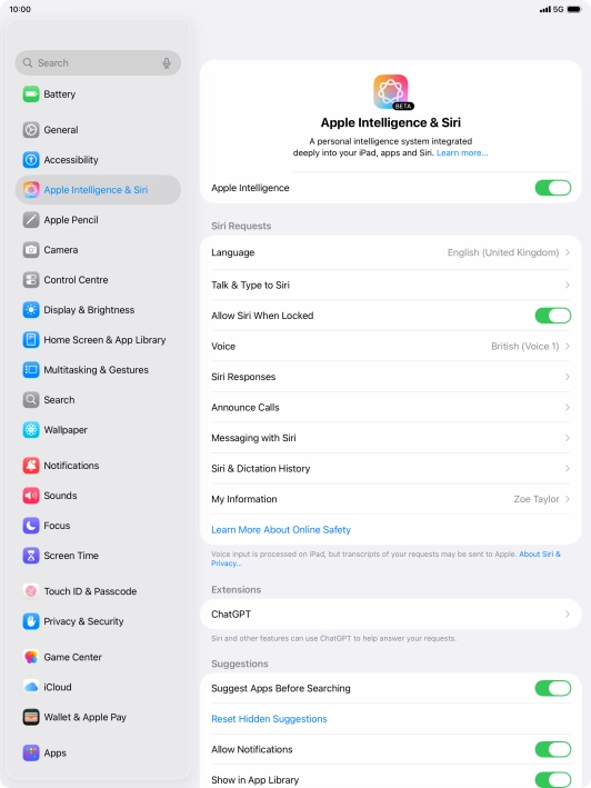 Press the indicator next to 