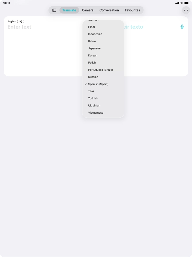 Press the required target language.