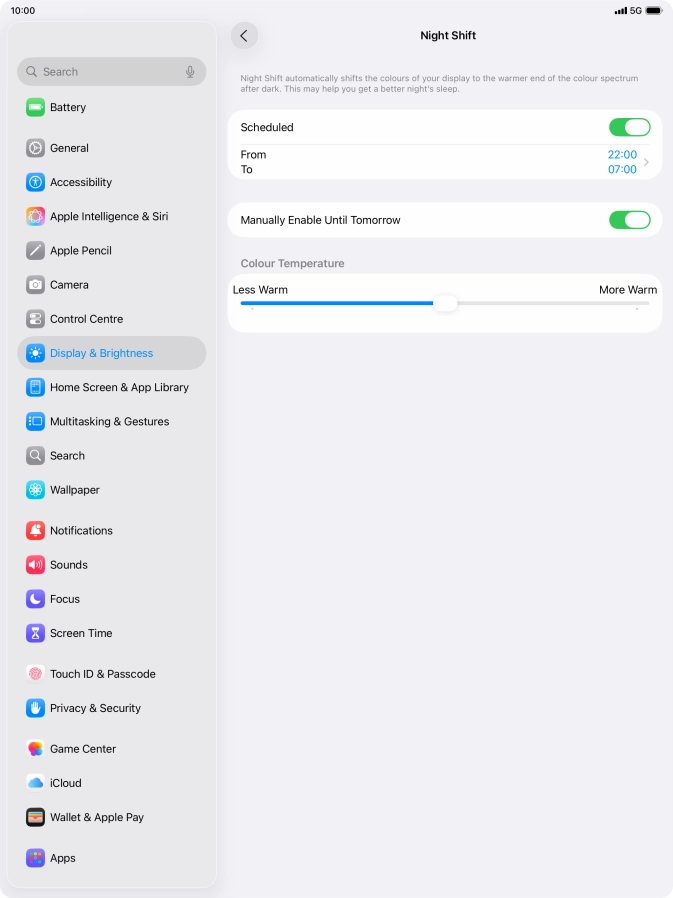 Press and drag the indicator below 