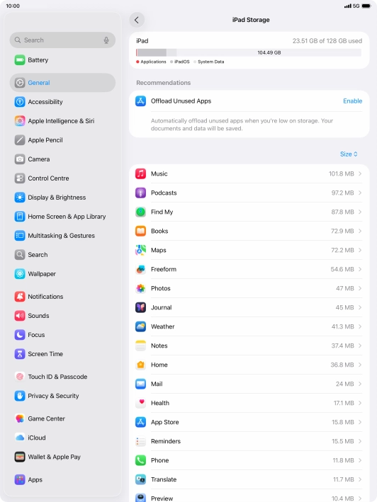 Press the required app.