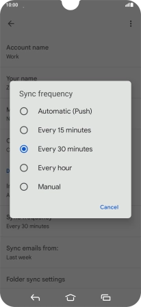 Press the required setting.