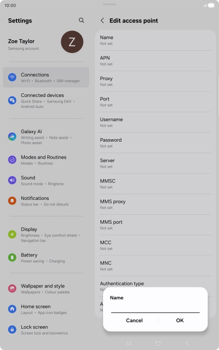 Key in Vodafone MMS and press OK.