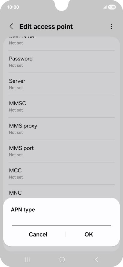 Key in default and press OK.