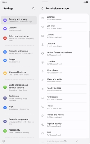 Press the required category.