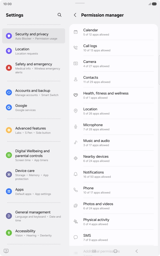 Press the required category.