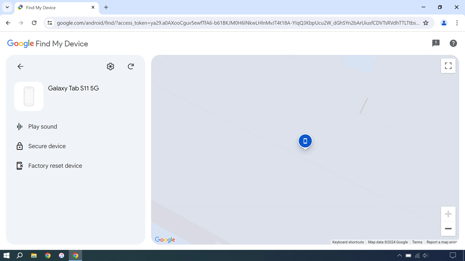 Your tablet's latest position is displayed on the map.