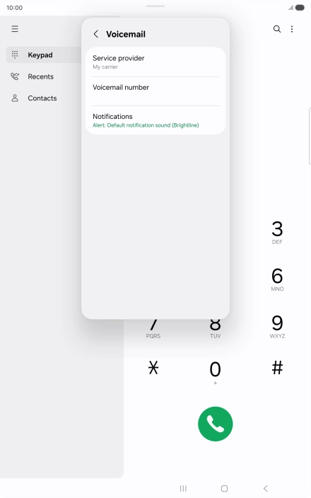 Press Voicemail number.