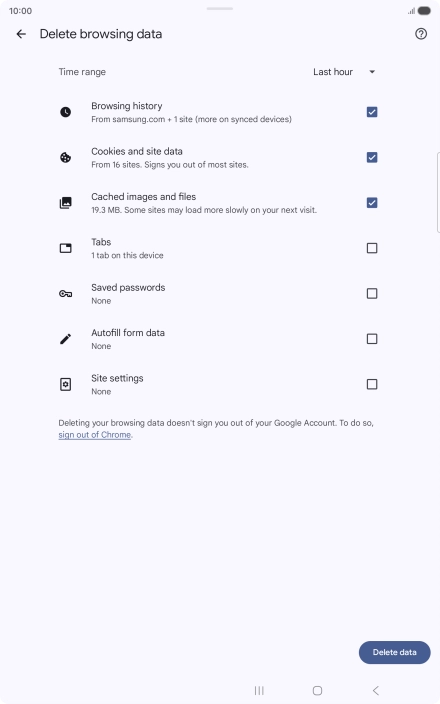 Press the fields next to the required data types.