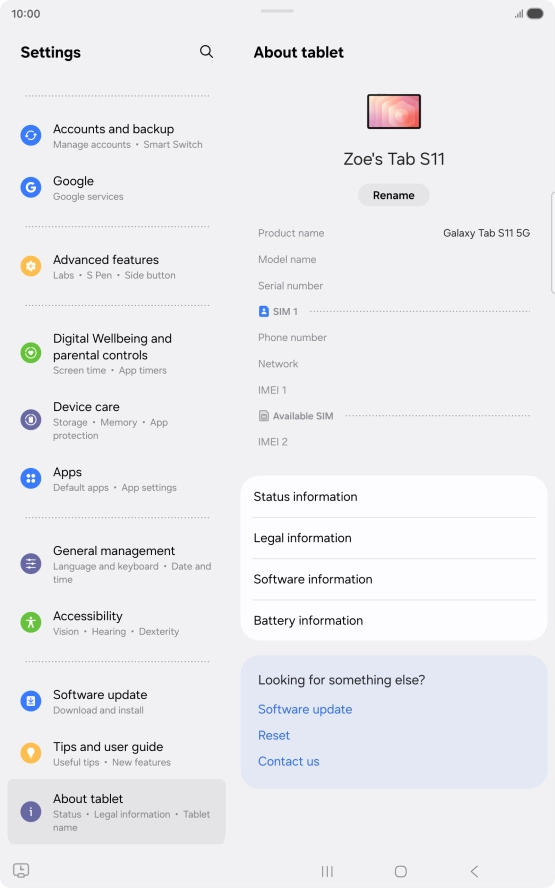 Press Status information.