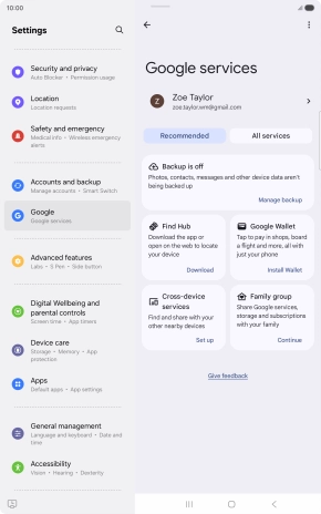 Press Manage backup.