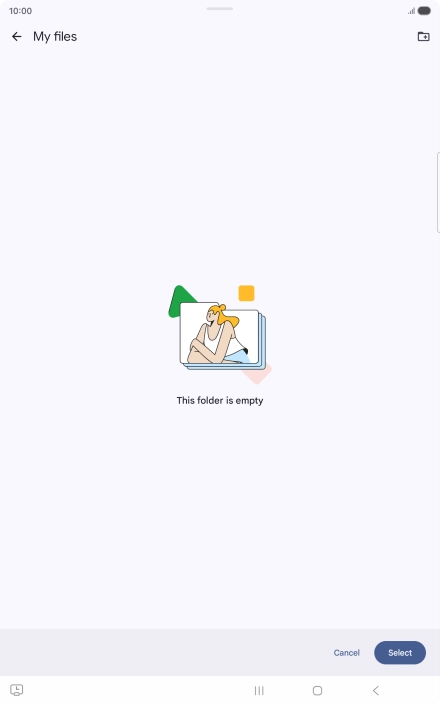 To create a new folder, press the new folder icon and follow the instructions on the screen to create a new folder.