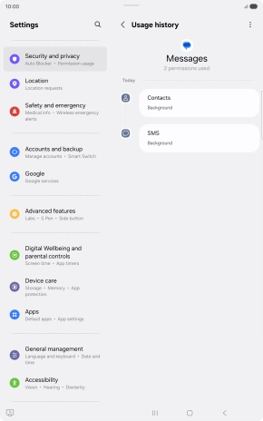 The app activity for the selected app is displayed.