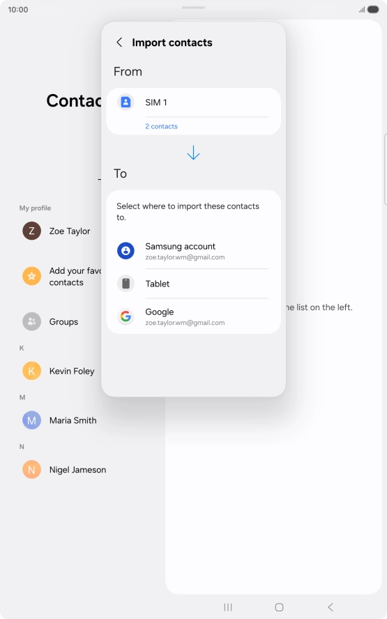 Press the required Google account.