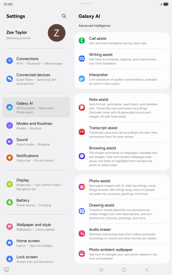 More examples of Galaxy AI usage are now displayed.