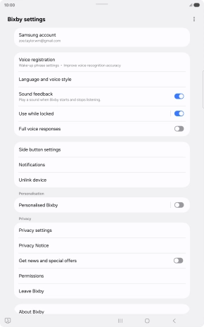 Press Voice registration and follow the instructions on the screen to turn automatic activation on or off.