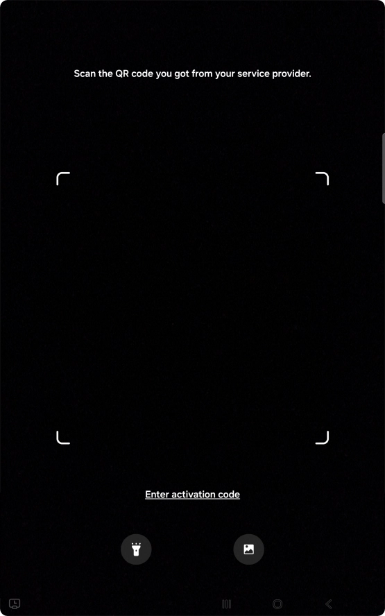 Place the QR code you've received inside the tablet camera frame to scan the code. Your eSIM is transferred to your new tablet over the internet.