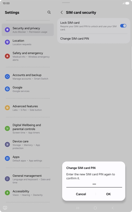 Key in the new PIN again and press OK.