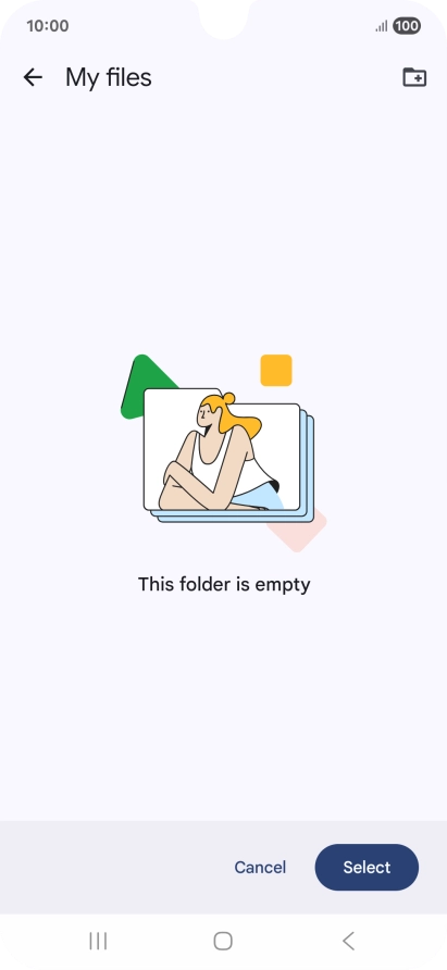 To create a new folder, press the new folder icon and follow the instructions on the screen to create a new folder.