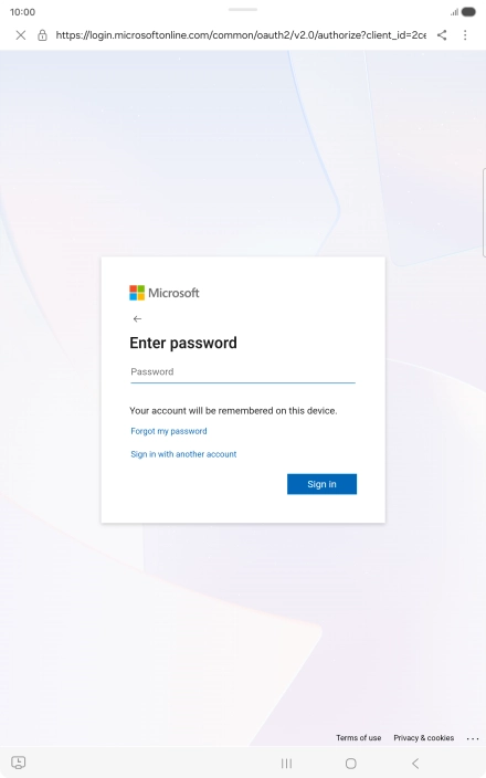 Press Password and key in the password for your email account.