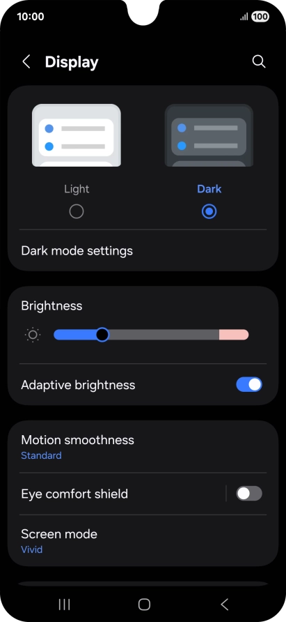 Press Dark mode settings.