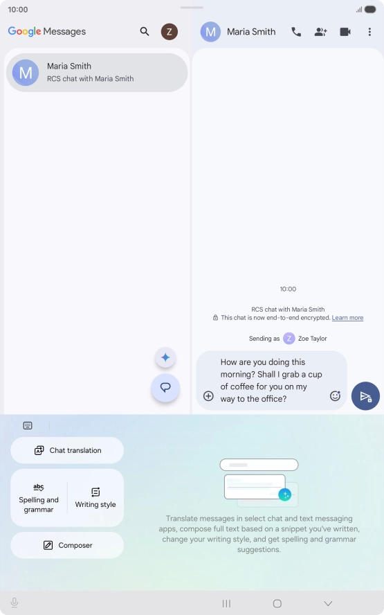 To change the writing style of your text, press Writing style and follow the instructions on the screen to use the function.