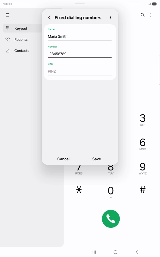 Press PIN2 and key in your PIN2. The default PIN2 is 1111.