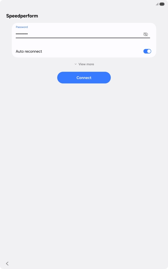 Key in the password for the Wi-Fi network and press Connect.