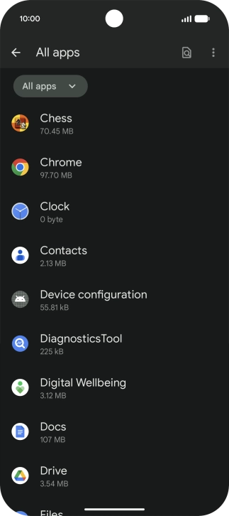 Press the required app.