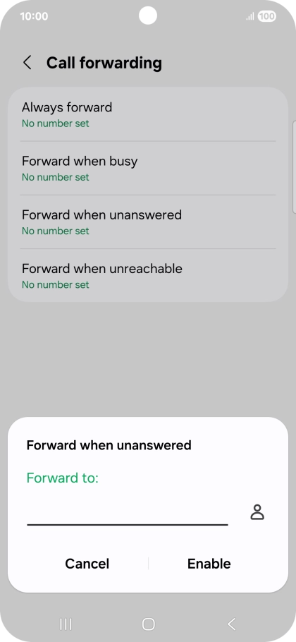 Key in (prefix) 5 (your phone number) and press Enable.