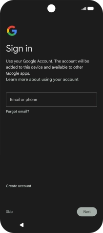 Press Email or phone and key in the username for your Google account.