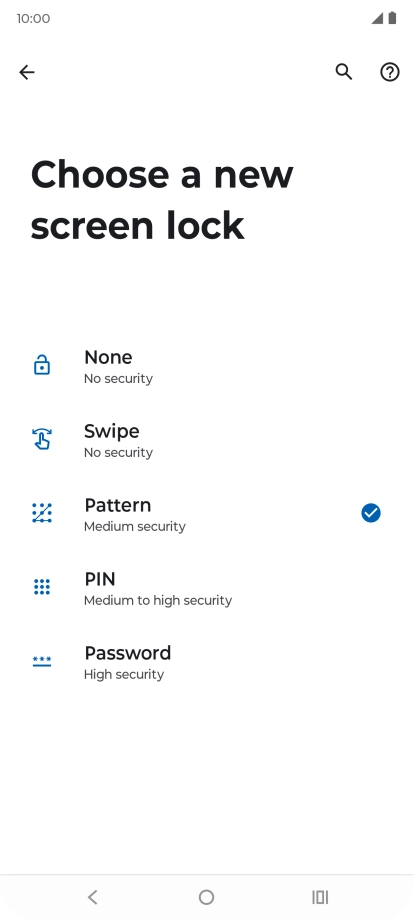 Press None and key in the additional phone lock code you created earlier.