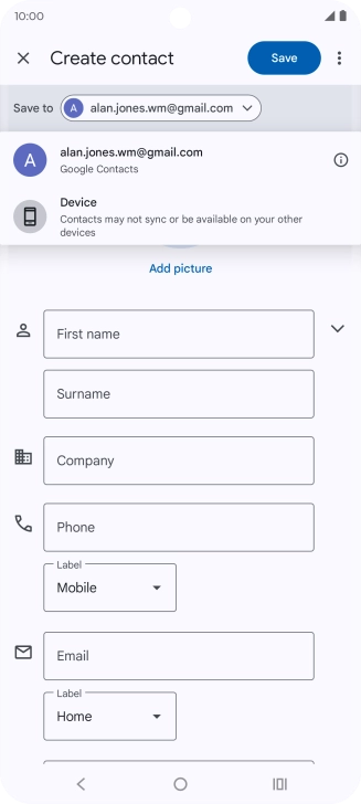 Press the required Google account.