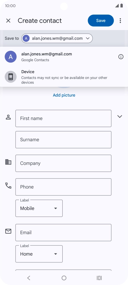Press the required Google account.