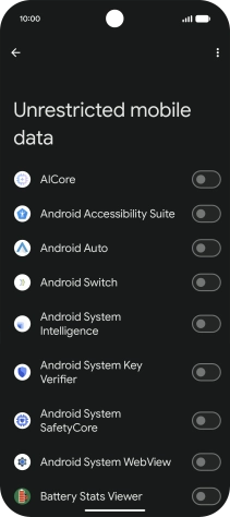 Press the indicators next to the required apps to turn the function on or off.